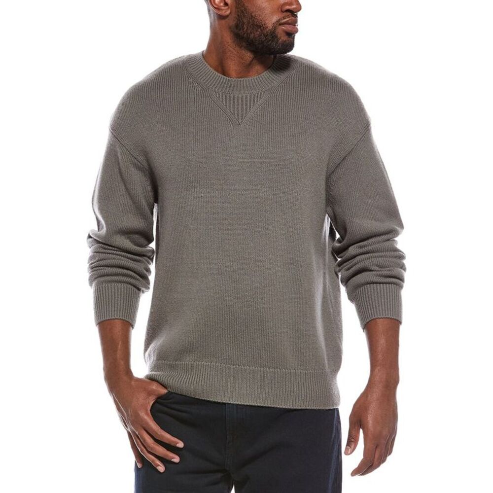 Frame Denim Mens  Suede Patch Sweater, Brown